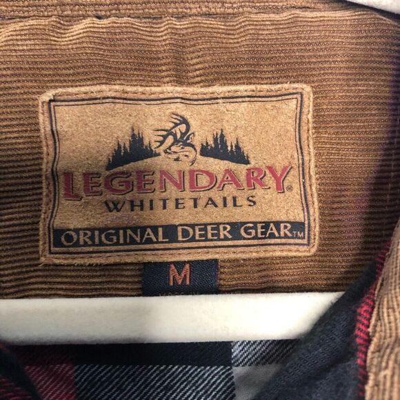 Legendary Whitetails Shirt Mens Medium Red Black Plaid Button Up Flannel Deer - Picture 4 of 8